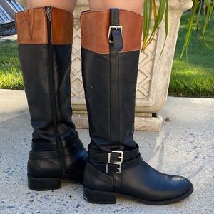 INC leather Heeled Boots black and brown top